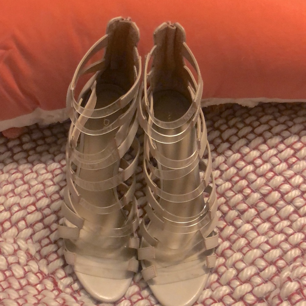 Aldo Stiletto Sandals with Blush and Clear Straps